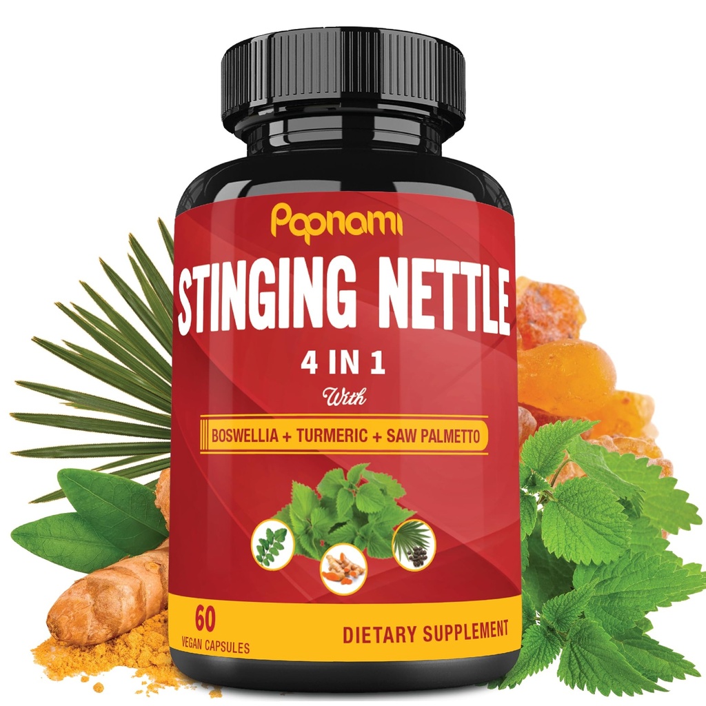 Stinging Nettle Extract Capsules med Boswellia, Turmeric & Saw Palmetto - 2 måneders forsyning for felles, kroppens ledelse, hud, hår og immunitet