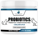 American Standard Supplements Probiotika for hunder og katter med prebiotika og digestive enzymer, 5 milliarder CFU, 9 Strains, 3.17oz (90g), 180 serveringer - Hund & Cat Probiotika for Gut Helse & Digestion