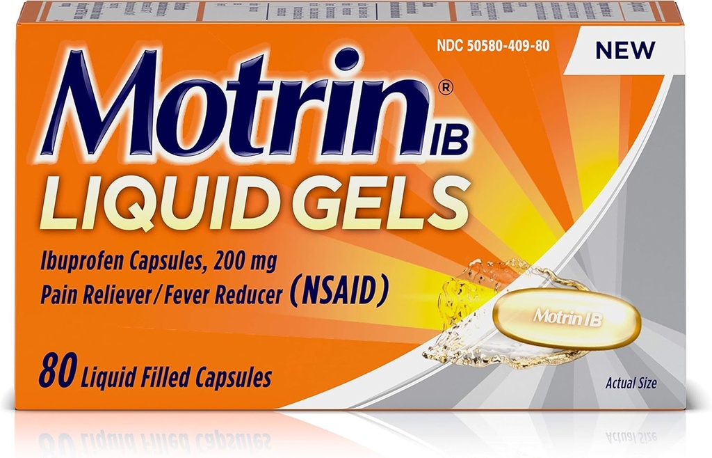 Motrin flytende-Gels 200 mg Ibuprofen, 80 greve per flaske