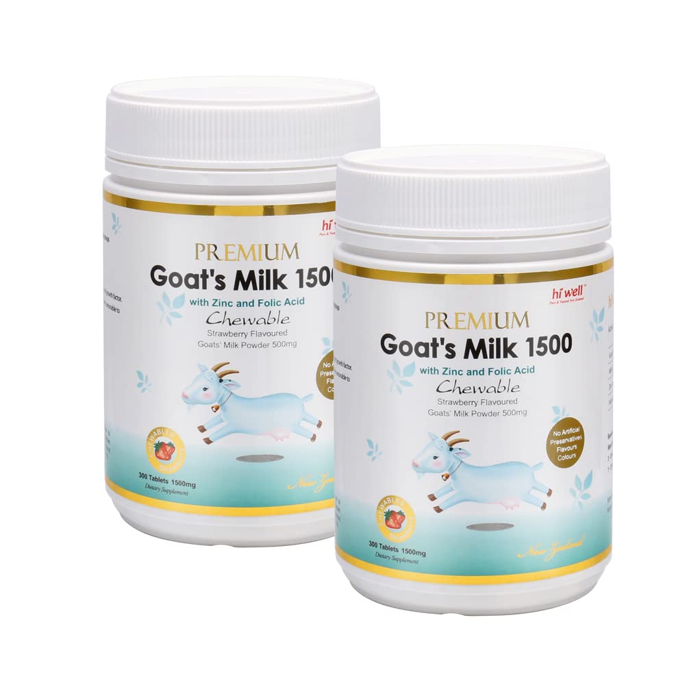 (Pack of 2) Hi Well Premium Goat's Milk 1500 300 Tablets Strawberry