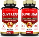 5in1 Olive Leaf Ekstrakt i 4 måneder 6050mg med Garcinia Cambogia, grønn te, grønn kaffe og svart pepper - kardiovaskulær helse, velvære og immun støtte - 2 pakker 60 kapsler