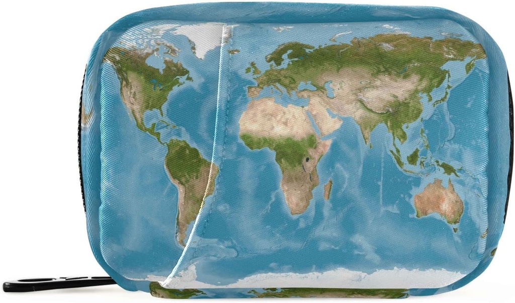 Pill Box 7 Day 3D World Map Pill Case Veske Reise Pill Organizer Bag med glidelås bærbare ukentlig tilfelle Kompakt størrelse for vitamin Supplement Holder
