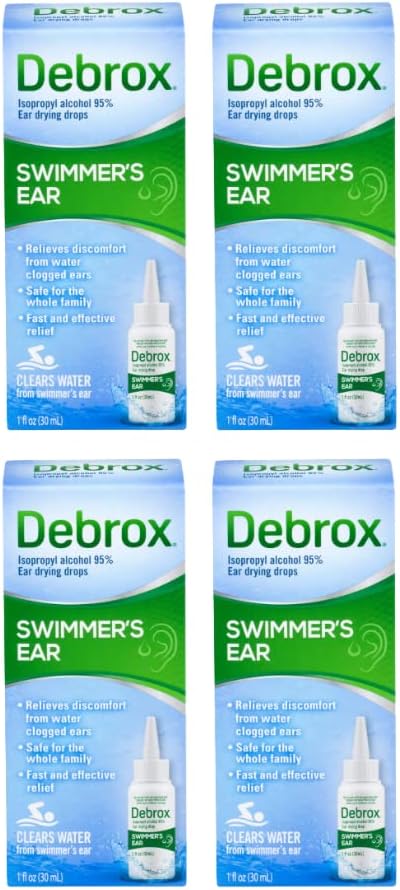 Debrox Swimmers øretørkedråper for voksne og barn, 1 Fl oz. (Pack of 4)