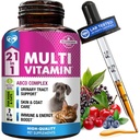 Cat & Dog Multivitamin flytende med glukosamin & tranebær | 15 i 1 Helse kosttilskudd for urinveien Tract Nurrenal, Bladder, Hip & Joint, Skin & Coat | Naturlig UTI medisin laget i USA (60 ml)