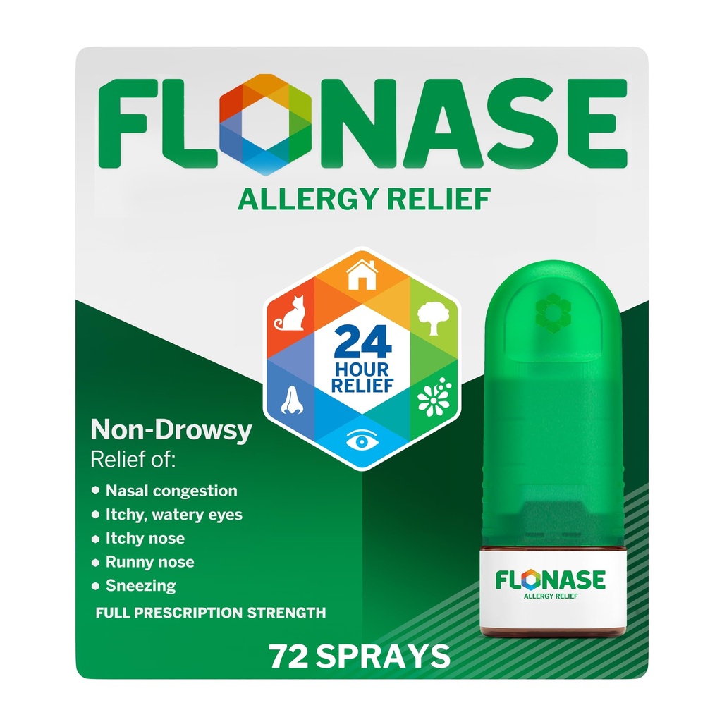 Flonase Allergi Relief Nasal Spray, 24 timer ikke Drowsy Allergi medisin, Metered Nasal Spray - 72 Sprøyter - Fall og sesongmessig Allergi Relief