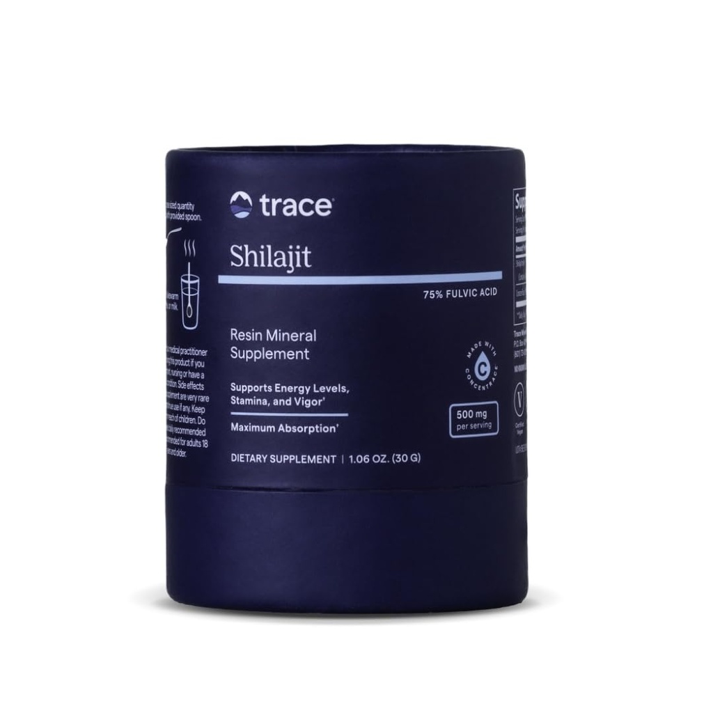 Trace Minerals Shilajit Resin 500mg - Diett Supplement for hjerne og digestiv helse - Mineral Supplement for å hjelpe immun helse og daglig energi - Formula med fulvsyre - 30g (om 60 Services)