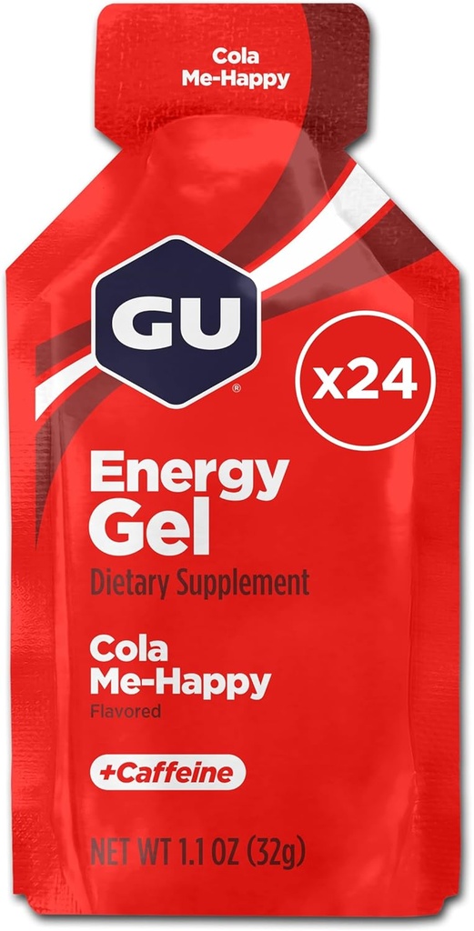 GU Energi Original Sports Ernæring Energi Gel, Vegansk, Glutenfri, Kosher og Dairy-Free On-the-Go Energi for enhver trening, 24-Counte, Cola Me-Happy