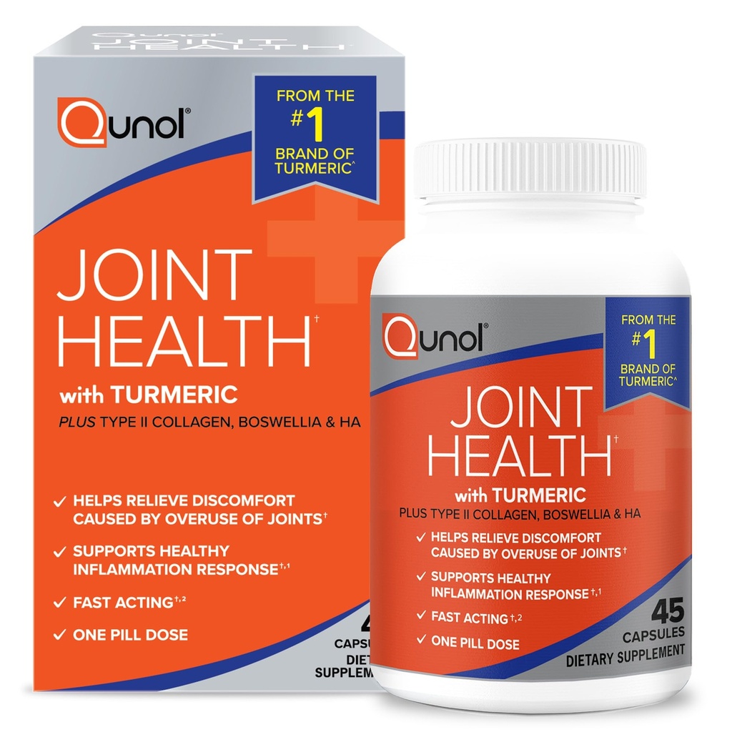 Qunol 5-i-1 Joint Support Supplement, Hurtigvirkende, En pilledose, støtte sunn inflammasjonsrespons & Discomfort forårsaket av overbruk av ledd, alternativ til glukosamin Chondroitin MSM, 45 greve