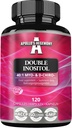 APOLLO'S HEGEMONY Double Inositol 120 Vegan Capsules - Myo-Inositol + D-Chiro-inositol i Optimal 40:1 Ratio - 615 mg per kapsel - 4 måneders forsyning - vitamin B8 Supplement