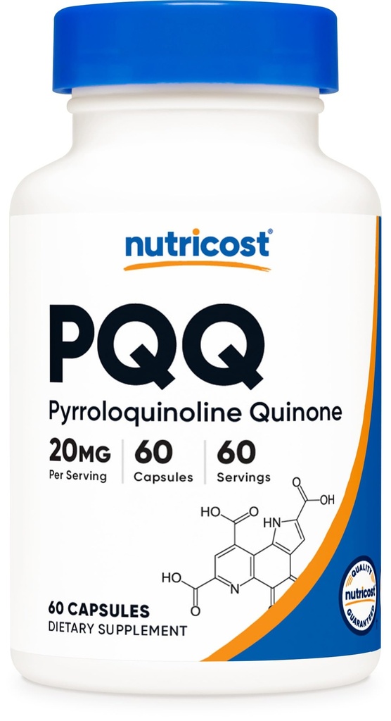 Nutricost PQQ (Pyrroloquinoline Quinone) 20 mg, 60 kapsler - Vegetariske kapsler, ikke-GMO, Glutenfri