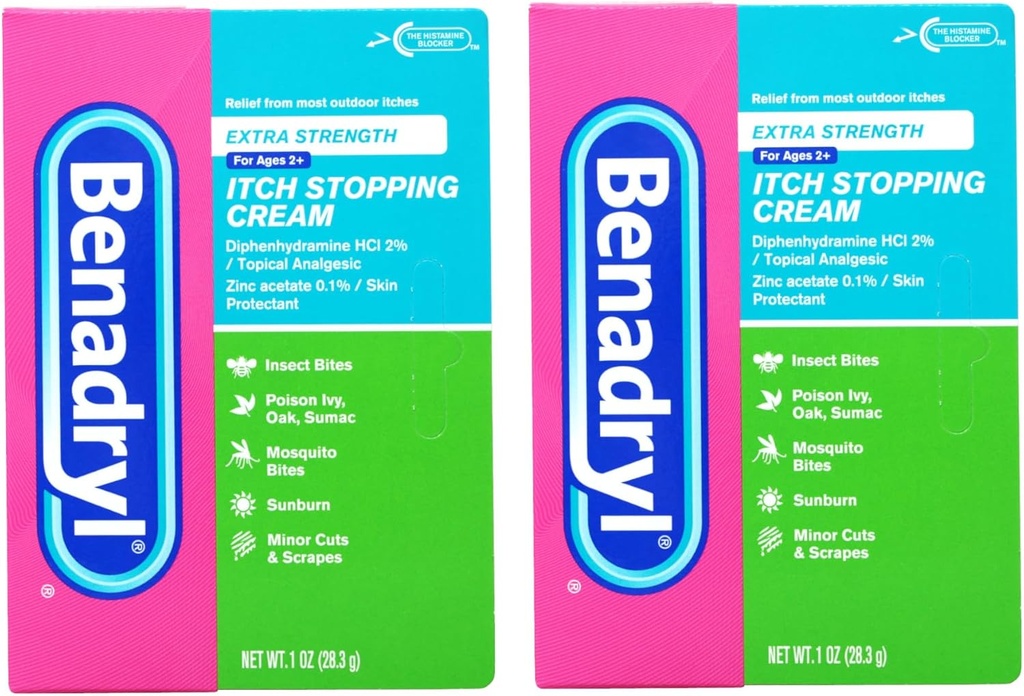Benadryl Extra styrke Anti-Itch Cream 1 Oz Tube (pakke med 2)