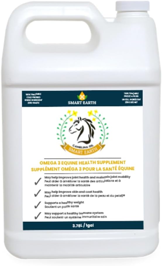 100% ren camelina olje for hester – Omega 3 & vitamin E Rich Supplement for coat, Hooves, artritt, ledd, vekt gevinst & Ulcers – Falsk flaksfrøolje laget i Canada av Smart Earth, 1gal.
