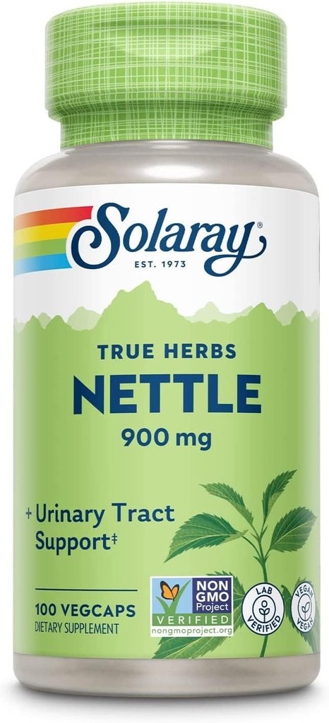 Solaray Nettle Leaf 300mg | Sunn nyre, urin og prostata støtte | Tradisjonell bruk for sunn Allergi respons & pustende velvære | 100 greve | Pakke med 2