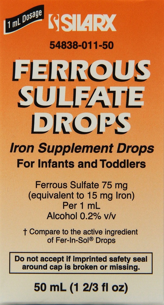 Ferrous Sulfate jern 15mg/ml Supplement Drops 50ml Flaske - pakke 3