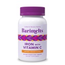 Barimelter Jern med vitamin C, 90 raske dissolverende tabletter (1-måneders forsyning), sukkerfri bariatrisk jerntilskudd for kvinner, naturlig oransje flavor