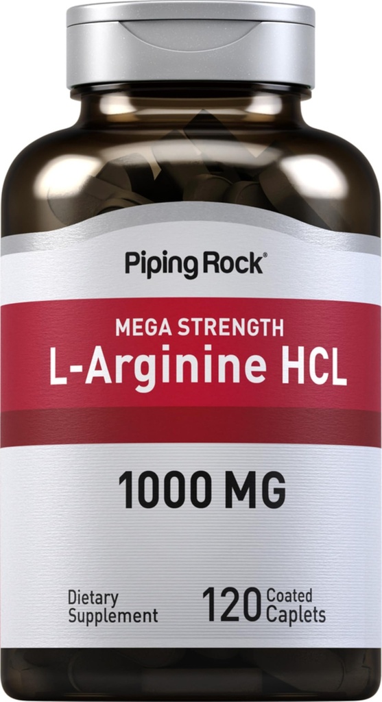 Piping Rock L-Arginine HCl 1000mg | 120 kapell | Supplement for menn og kvinner | Mega styrke | vegetarisk, ikke-GMO, Glutenfri