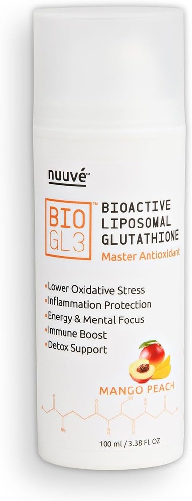 BIOGL3 Bioaktiv Liposomal Glutathion 446mg. Ultra Potent ren Patentisert i luftfri dispenser. Rask absorpsjon, senker oksidativ stress og betennelse. +Energy, Detox, Immun Boost, Fokus