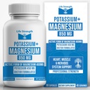 Livsstyrke Magnesium Kalium Kompleks Supplement - 90 kapsler - høy absorpsjon Magnesium Støtte Vaskulær Helse & Ben Cramp