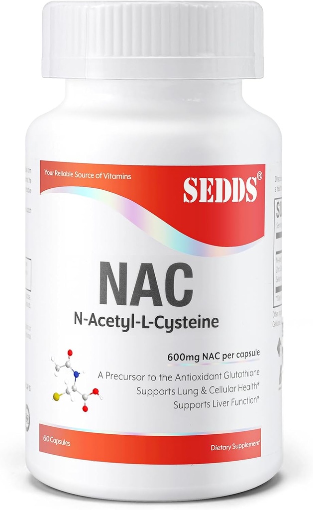 Kosttilskudd, N-Acetyl Cysteine (NAC) 600 mg, 60 Veg Kapsler - Ikke-GMO, Glutenfri
