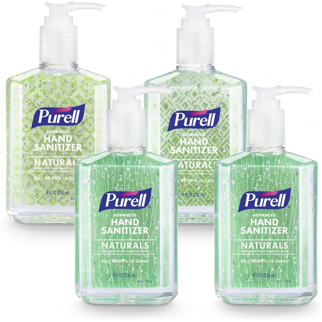 PURELL avansert hånd sanitator Naturals med plantebasert alkohol, Citrus Scent, 8 fl oz pumpeflaske (pakke på 4) - 9626-06-ECDECO