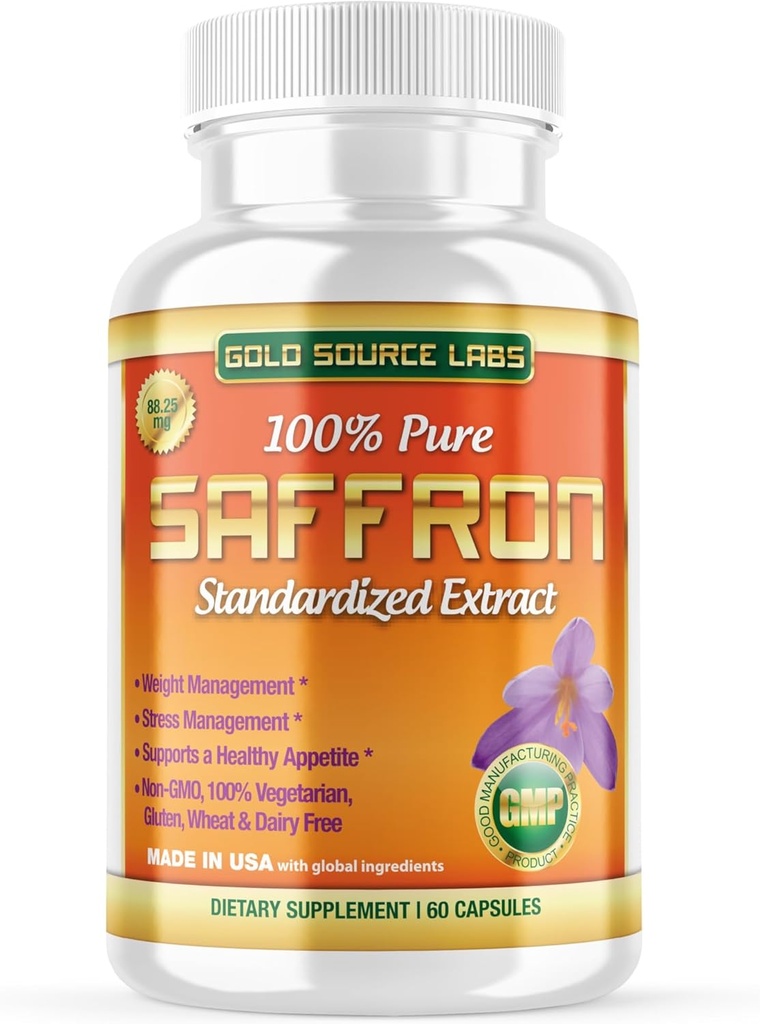 Safran Extract Supplement - 88,25 mg kapsler med standardisert .3% Safranal Extract Plus ren safran pulver, 60 maksimal styrke vegetariske piller - Premium aptit og øyesupplement