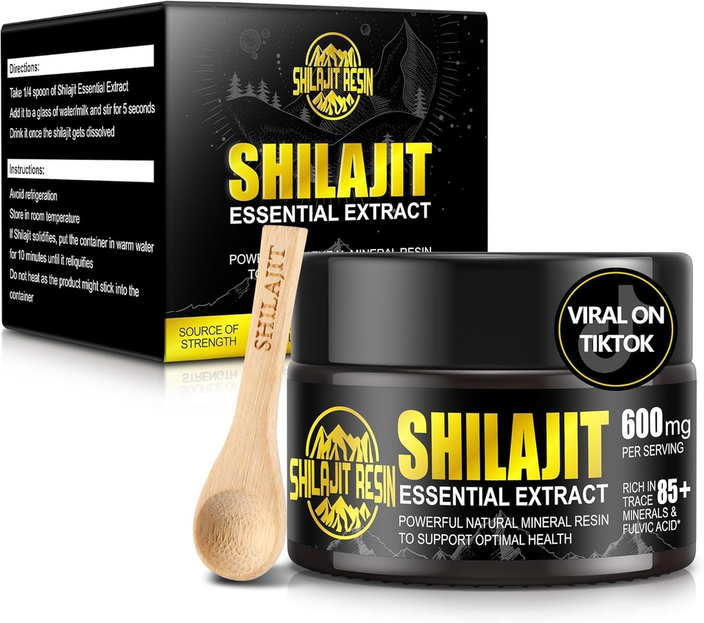 Shilajit ren Himalayan Organic Shilajit Resin - Gullgrad 100% Shilajit med 85 + Trace Minerals & Fulvic Acid for fokus & energi, immunitet, 50 gram