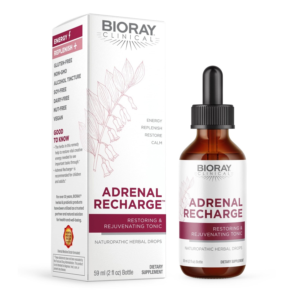 BIORAY Clinical Adrenal Recharge - 2 fl oz - gjenoppretting og gjenoppdaging av alkohol Tinktur - Ikke-GMO, Vegan, Glutenfri
