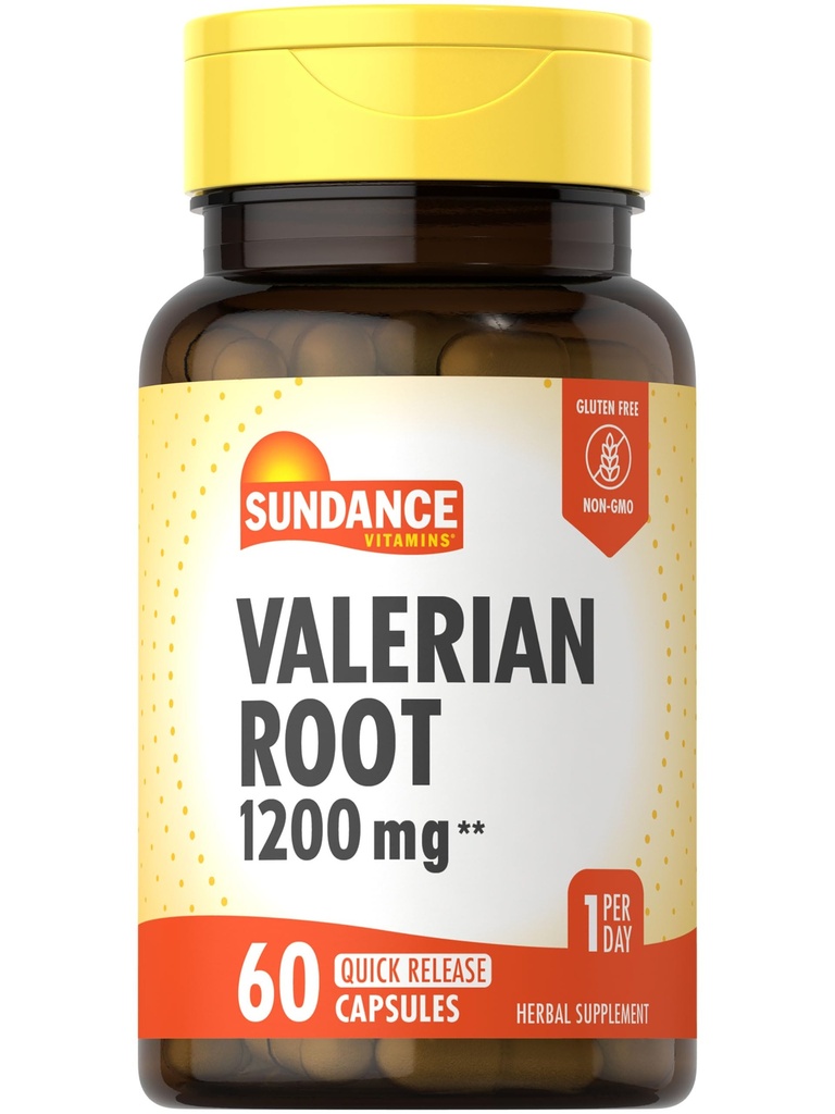 Sunance Valerian Root Supplement | 1200mg | 60 Quick Release Kapsler | Ikke-GMO og Glutenfri formel