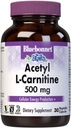 Bluebonnet Ernæring Acetyl L-karnitin, transporterer fettsyrer, øker cellulær energi, soya og glutenfri, Kosher sertifisert, Vegan, 30 grønnsaker kapsler, hvit, 500 mg