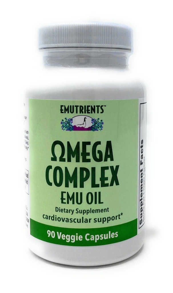 Montana Emu Ranch - emutriens Omega Complex Emu Oil 750mg (90) Veggie Caps - Kosttilskudd for kardiovaskulær støtte* - Omega 3, 6, 7 og 9