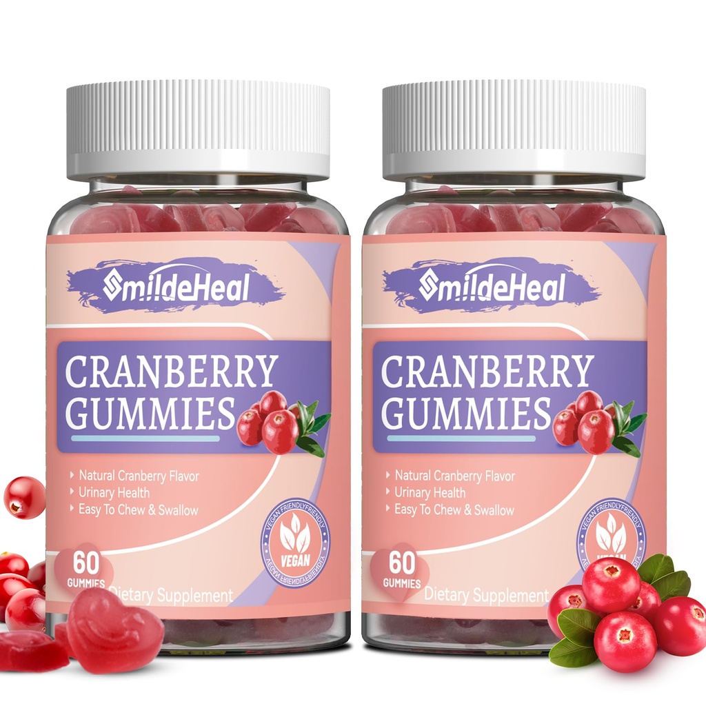 Cranberry Gummies 1000mg, Cranberry Kosttilskudd for kvinner, med D-Mannose 250mg, Kvinner Probiotiske Gummier, Urinal Tract Helse, Cranberry Flavor, Ingen GMOs, 60 greve (Pack of 2)