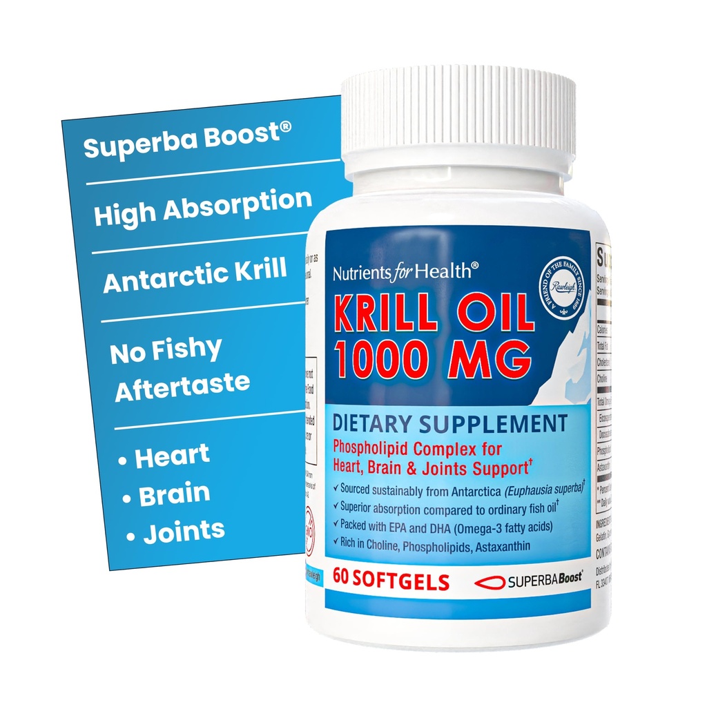 Rawleigh Premium Rød krill olje: 60 Ikke-GMO Softgels, 1000 mg Euphasia Superba olje om dagen, rik på Choline, Fosfolipider, Astaxanthin, EPA & DHA Omega-3 fettsyrer, for hjerte, ledd, hjerne helse