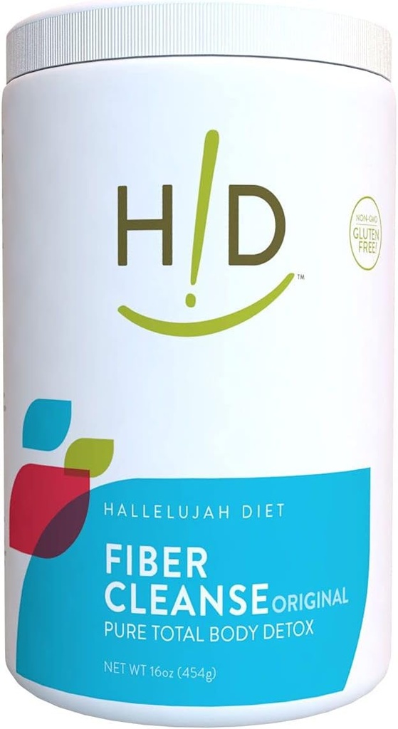 Hallelujah Diet - Fiber Cleanse pulver, ren pulverisert detox Supplement for Dietary Support, Digestiv balanse, & Gut Helse, Uslavored, 16-Ounces
