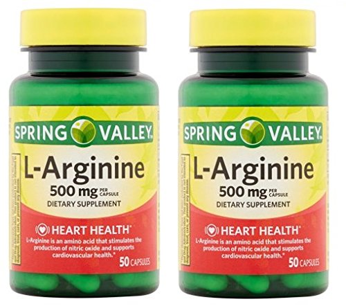 Spring Valley: 100 Kapsler 500 Mg Ea. L-arginin (pakke med 2)