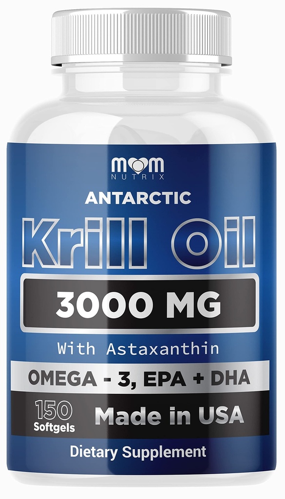 Dr. JOEL'S MOM NUTRIX Antarktis krill olje Supplement - 150 Softgels - høy absorpsjon EPA, DHA, Astaxanthin & Fosfolipid - Ingen fiskaktig ettersmak som fiskeolje - laget i USA