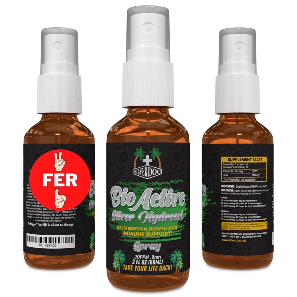 2 til 1 salgs Silver Doc Silver Hydrosol Spray (2-2oz flasker), naturlig alternativ & immunstøtte, bedre enn noen kolloidal, SilverDoc er mest effektiv