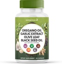Superfood MD Oregano olje hvitløk ekstrakt Olive Leaf svart frøolje astragalus- for kvinner og menn- 60 greve