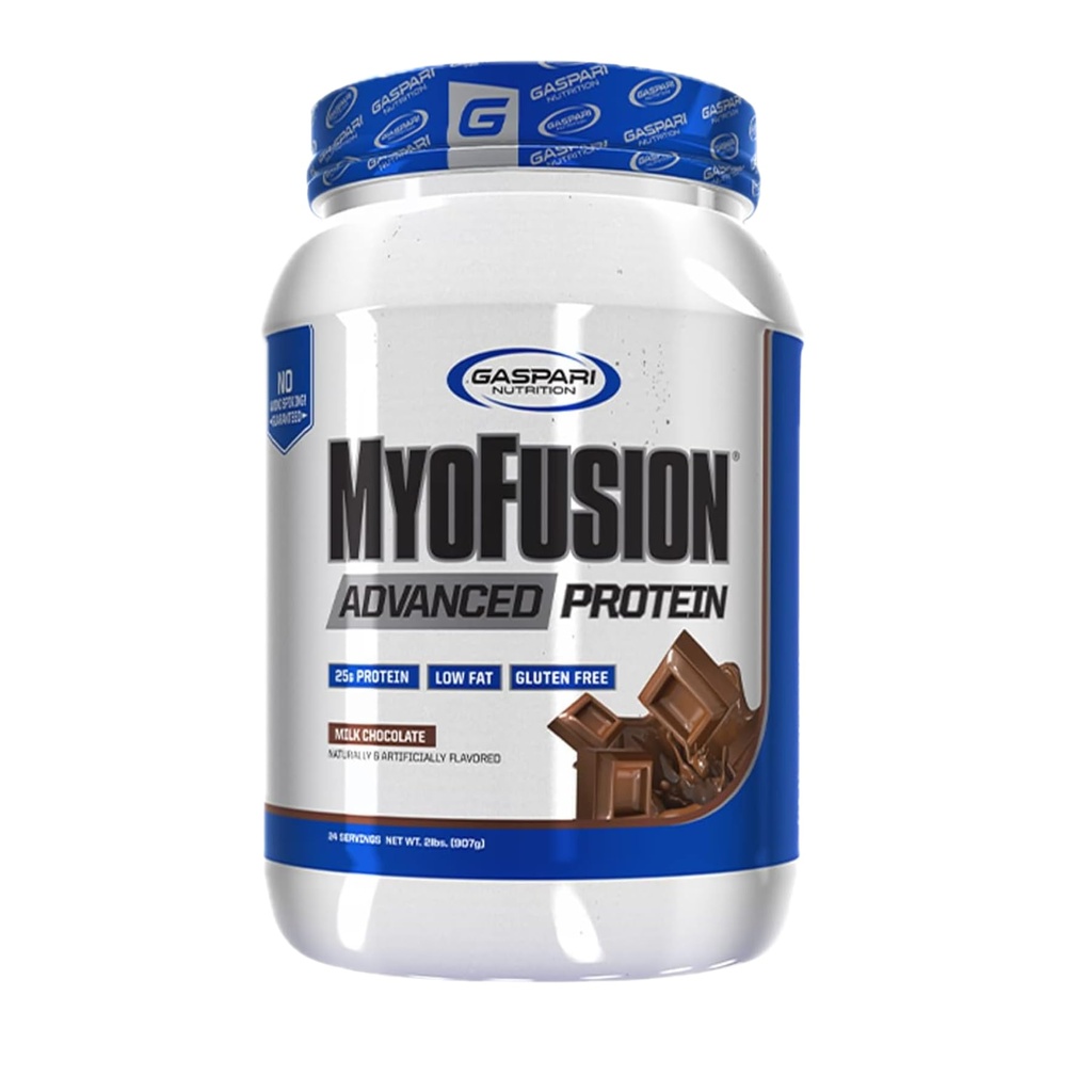 Gaspari Nutrition Myofusion Avansert Protein, Protein blanding med Whey Protein, Casein Protein og Isolate Protein, Lavt fett og Glutenfri (2lbs, sjokolade)