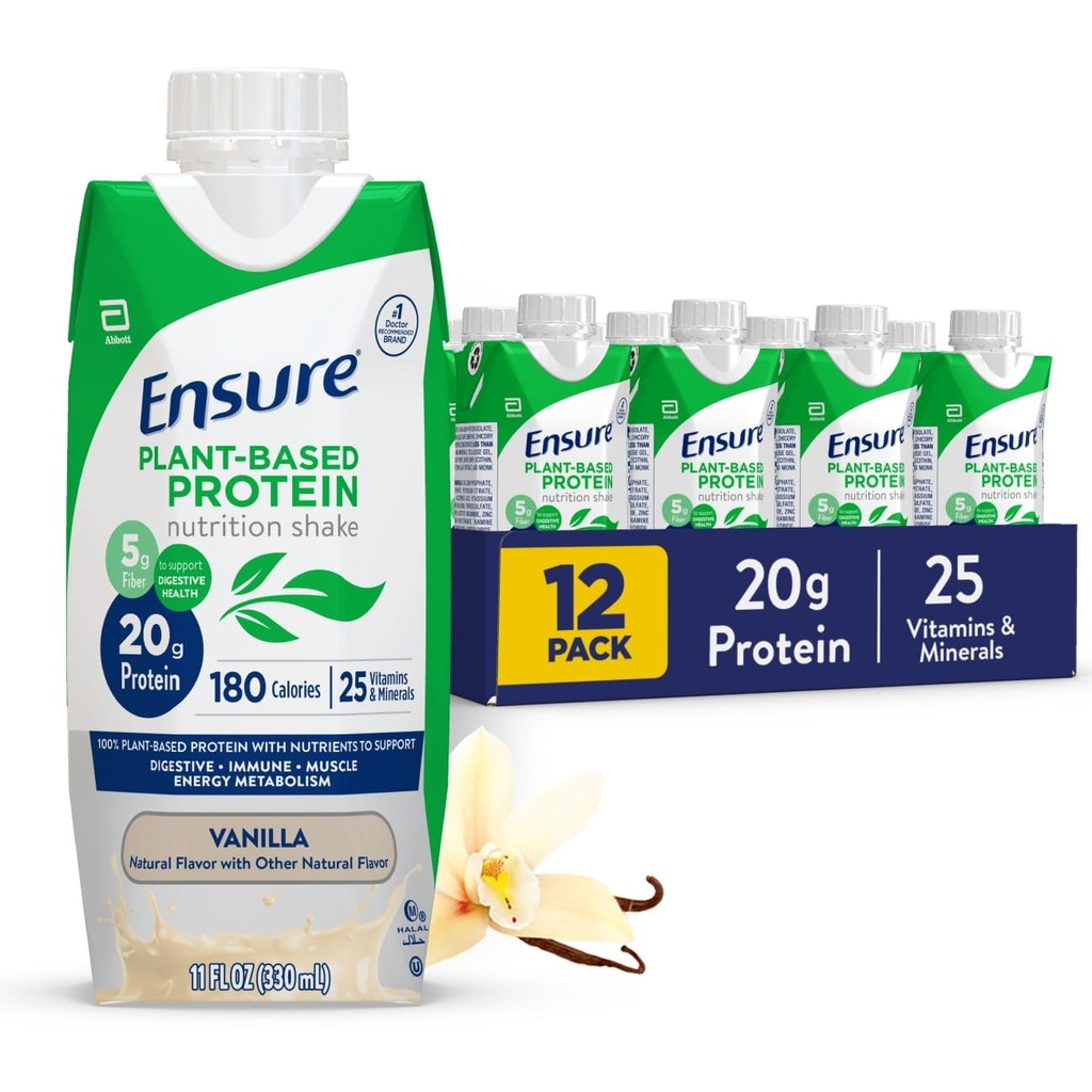 Sikre plantebasert vegansk protein vanilla ernæringshake I Glutenfri I Dairy-Free I Soya-fri flaske væskeshake I 12 Pack
