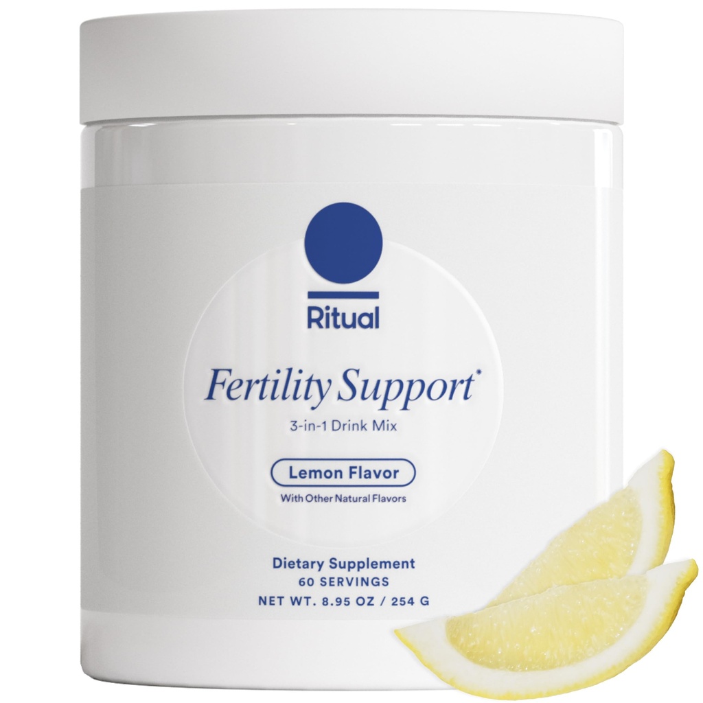 Ritual fertilitetsstøtte Supplement for kvinner 3-i-1 Drink-Mix Formulert for å støtte konseptresultater med studerte ingredienser (CoQ10, NAC, Myo-Inositol) og designet med en OB/GYN. 60 Serveringer.*