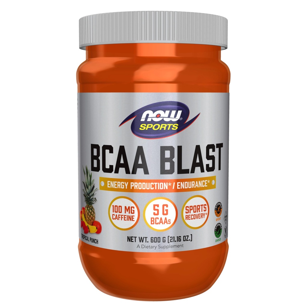 NÅ Mat Sport ernæring, BCAA Blast pulver, 5 g BCAA, 100 mg koffein, Tropisk Punch, 600-Grams