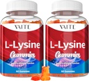 L-Lysine 1000mg Gummies - Støtter hud, leppe, vegansk, glutenfri, 60 Chewable lysin for voksne, vitaminer veve helse og immunsystem, Aminosyre vitamin Supplement og komplekse kosttilskudd (2 Pack)