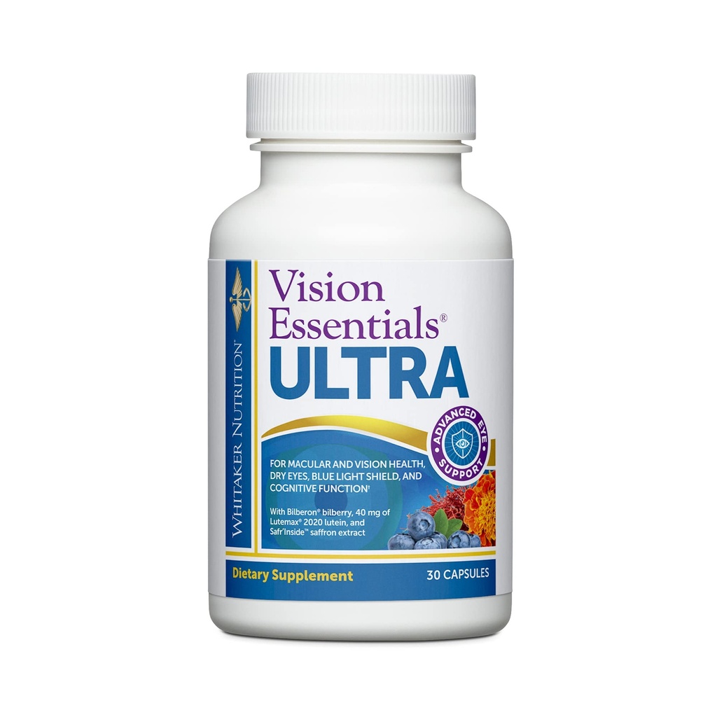 Dr. Whitakers Vision Essentials Ultra med lutein | omfattende støtte med bare én daglig pille for Macula & Retina Helse, Eye Strain, Okular Pressure, Digital Eye tretthet, Mood Support og mer