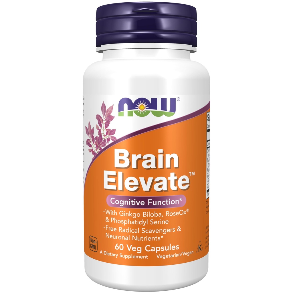NU Mattilskudd, Brain ElevateTM, Med Ginkgo Biloba, RoseOx® og Fosfatidyl Serine, 60 Veg Kapsler