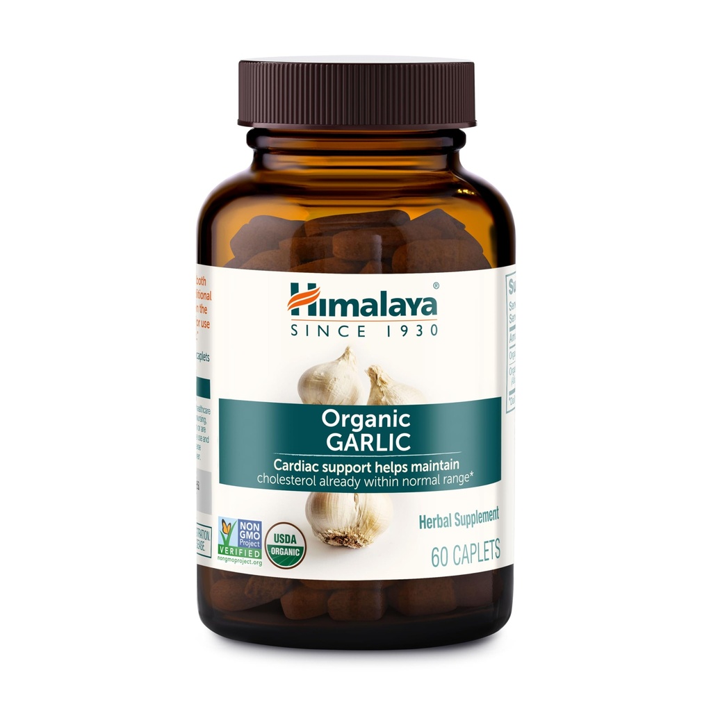 Himalaya organisk hvitløk - Herbal Supplement for lipidmetabolisme og immunstøtte - Vegan, ikke-GMO, Glutenfri, 1400 mg, 60 kapler