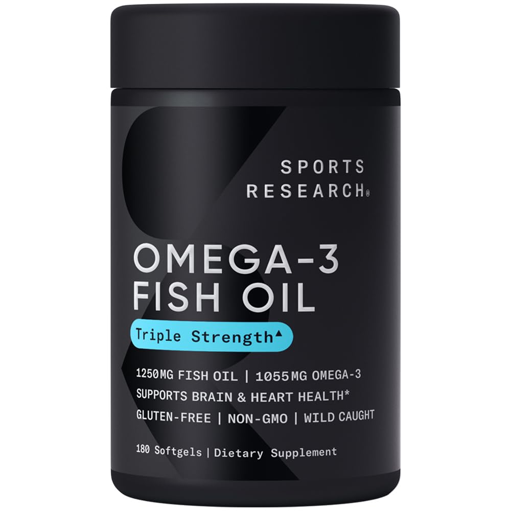 Sportsforskning Omega-3 Fiskeolje, Trippel styrke, 180 Softgels