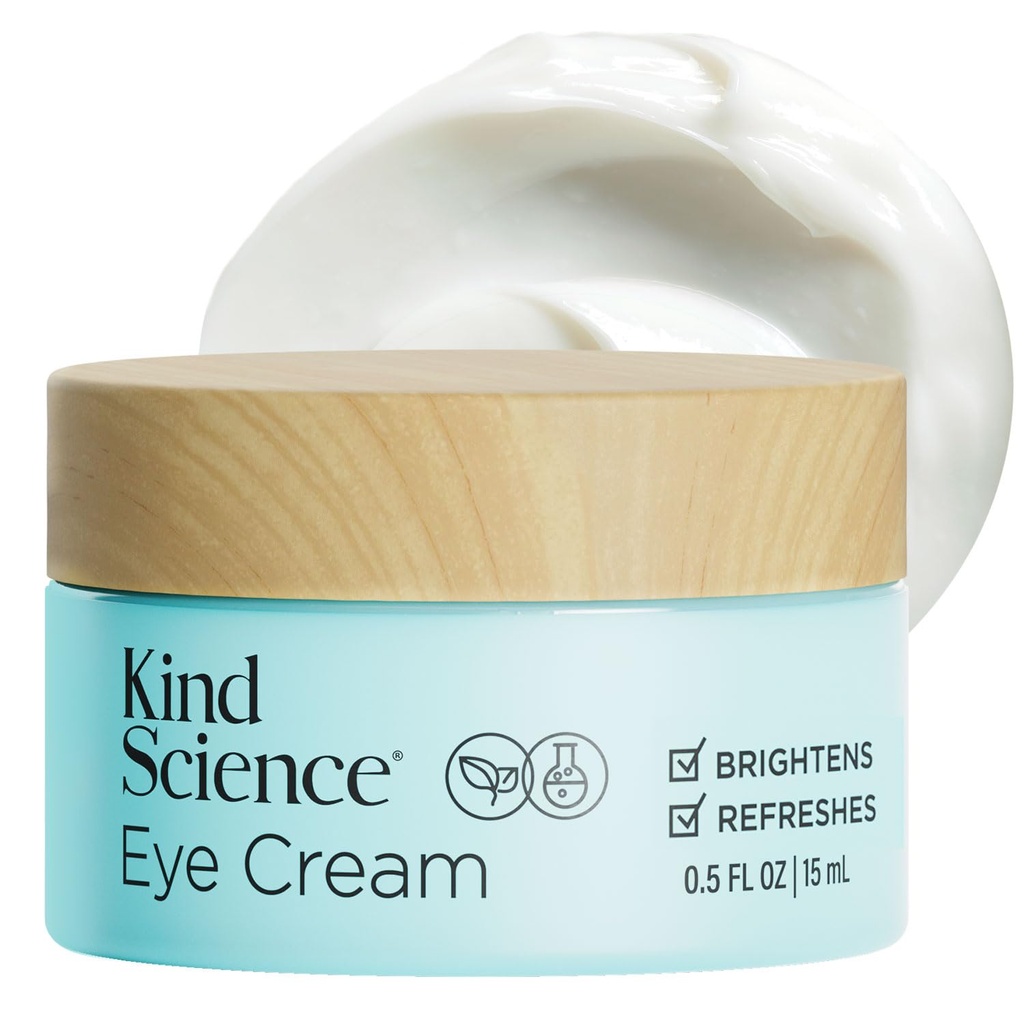 Kind Science av Ellen DeGeneres Eye Cream - Under Eye Cream for Wrinkles Noticly Smooths & Moisturizes - Anti Aging med Hyaluronuic Acid, Vitamin C - Fragrance Free, Paraben Gratis, 0,5 fl oz