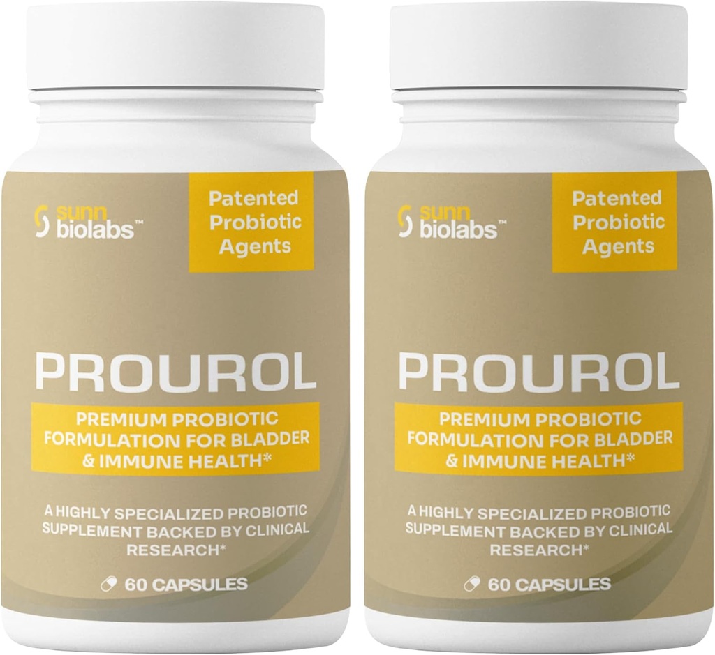 Prourol Patentert PROBIOTIC Supplement for urinhelse, Blader støtte, immunforsterkning, hyppig urinasjon relief, UTI helse, naturlige ingredienser, daglig generell helse støtte-2 flasker - 120 teller