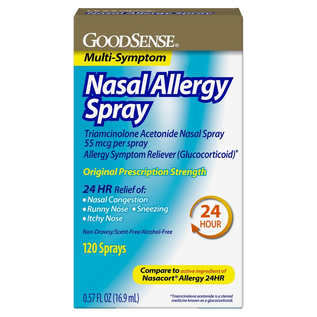 GoodSense Multi-Symptom Nasal Allergi Spray, Triamcinolone Acetonide Nasal Allergi Spray, 55 mcg per spray, 0,57 Fluid Ounces
