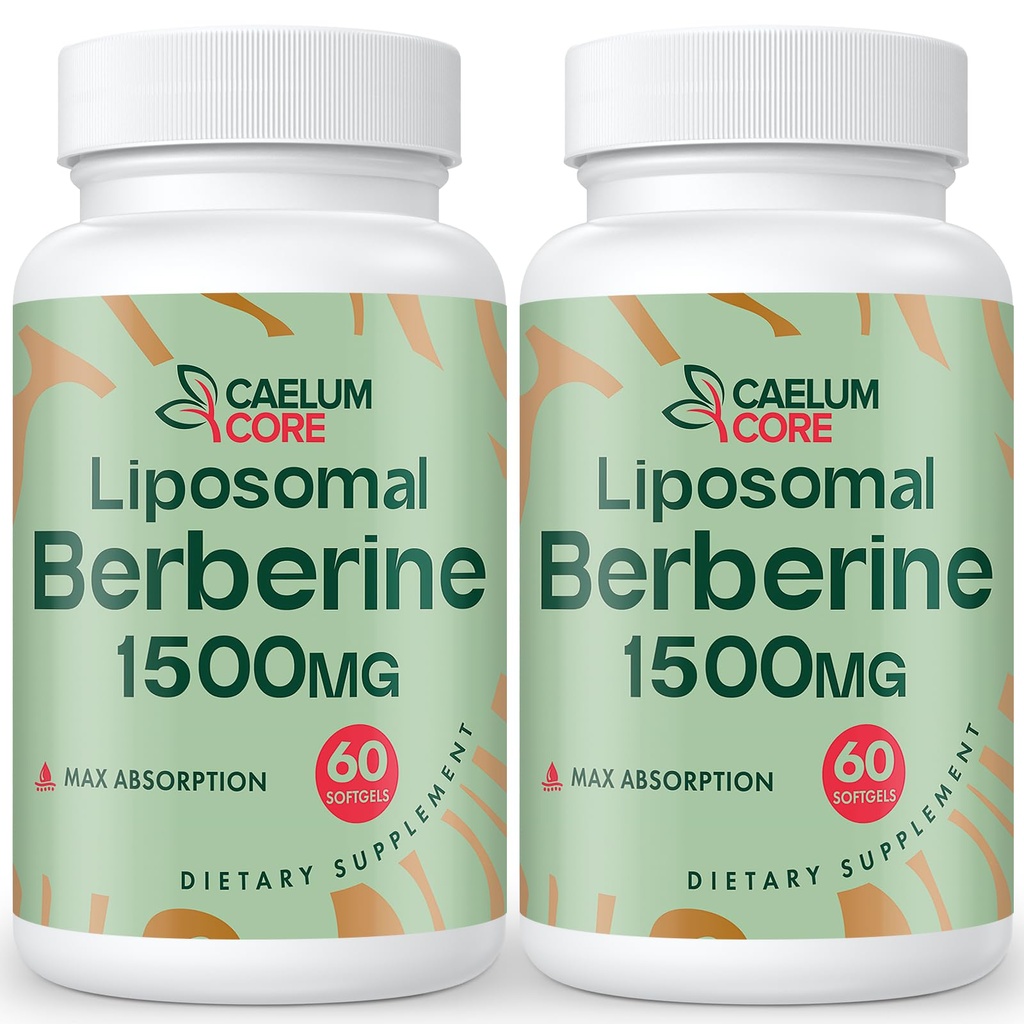 Liposomal Berberine HCL - Berberine 1500mg høy biotilgjengelighet, Berberines Supplement for kvinner og menn (2 Pack)